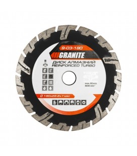 Kotúč diamantový GRANITE TURBO REINFORCED 180*2,6 mm 22-24% 8600 ot./min 9-03-180